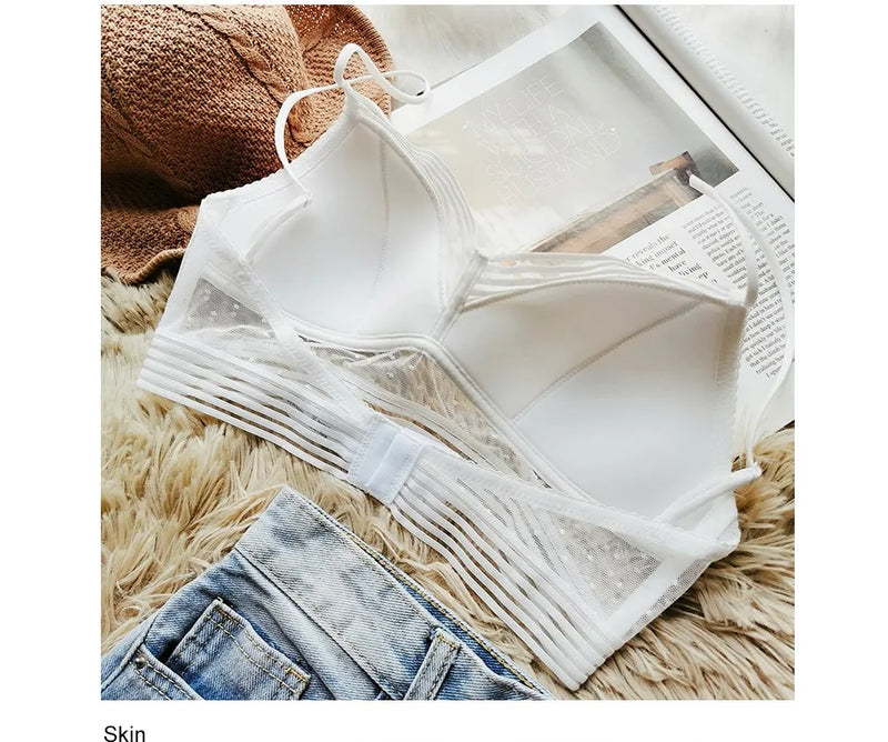 Bezszwowy biustonosz | Z modną siateczką w kropki