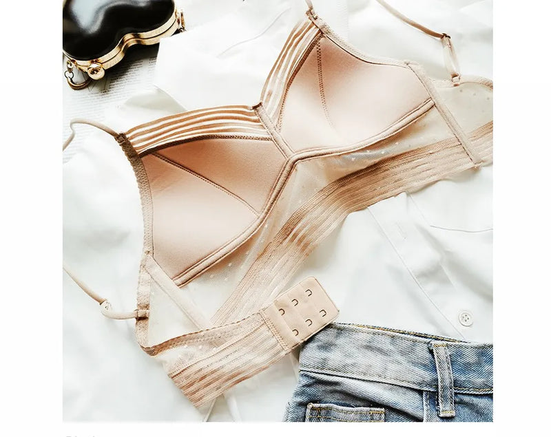 Bezszwowy biustonosz | Z modną siateczką w kropki