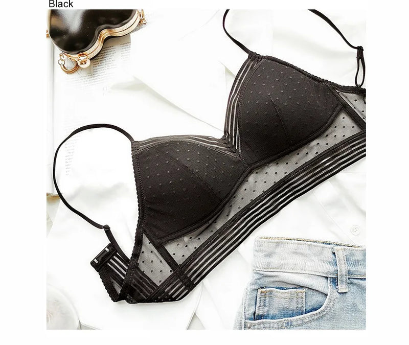 Bezszwowy biustonosz | Z modną siateczką w kropki