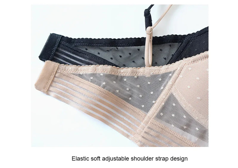 Bezszwowy biustonosz | Z modną siateczką w kropki