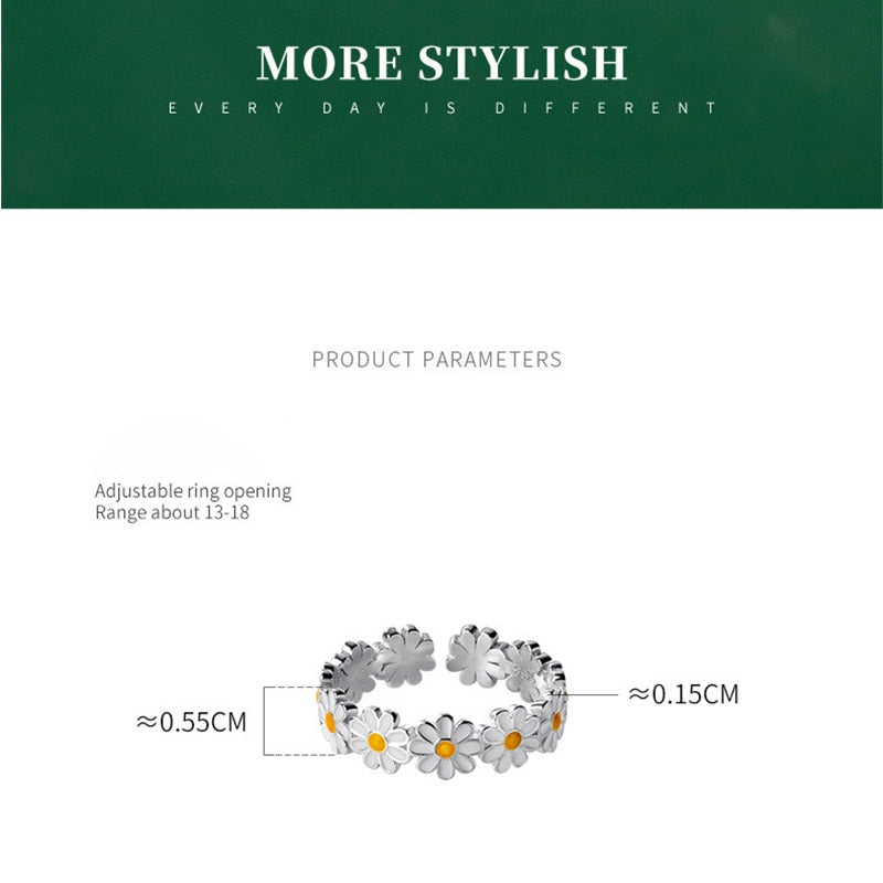 Pierścionek z kwiatami stokrotek | Uroczy i stylowy