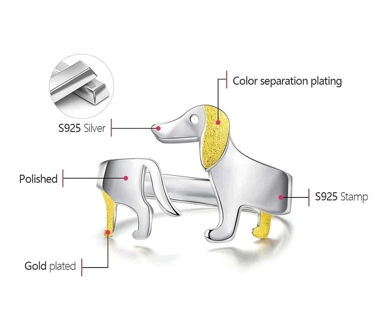 Pierścionek z cienistym jamnikiem | Dla miłośników zwierząt wśród nas!