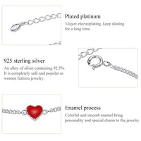 Zilveren Bedelarmband met Rood Hartje