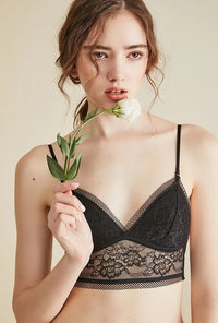 Biustonosz z siateczki z krawędziami | Z eleganckim i seksownym niskim tyłem