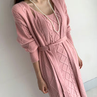 Jolie 2-delige Set | Gebreide winterjurk met heerlijk warm vest