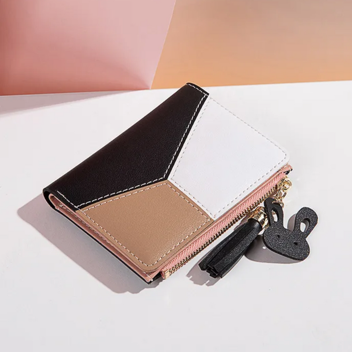 Mały portfel z zamkiem błyskawicznym z frędzlami | Stylowy i funkcjonalny