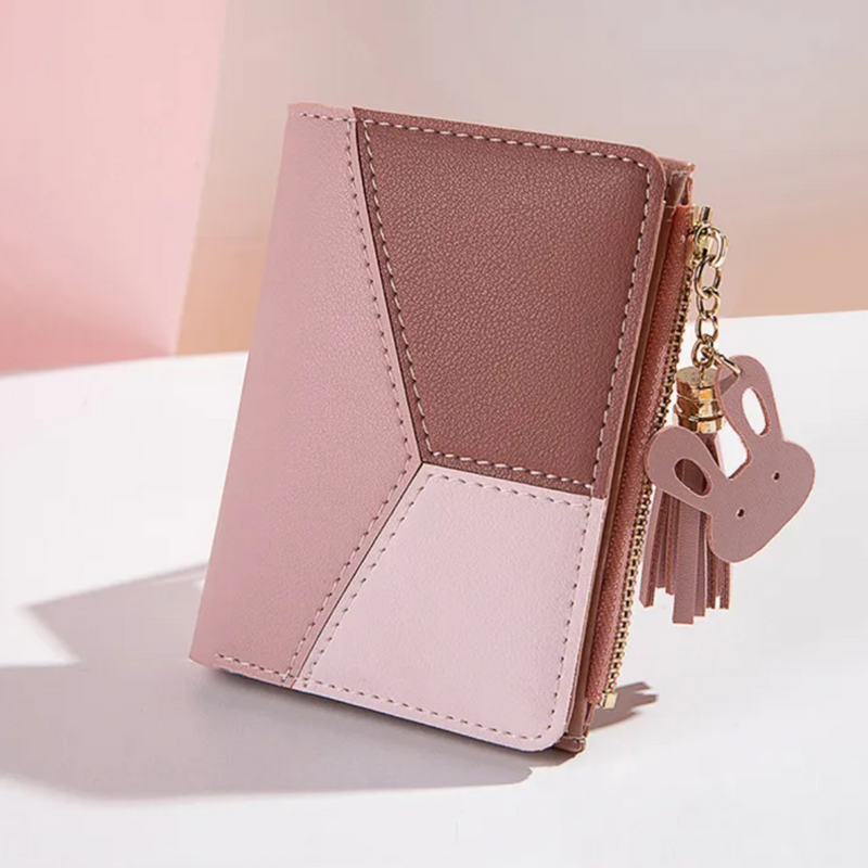 Mały portfel z zamkiem błyskawicznym z frędzlami | Stylowy i funkcjonalny