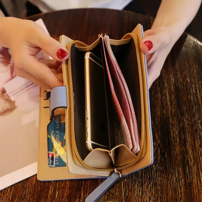 Skórzany Złoty Portfel z Liśćmi | Modny i Praktyczny