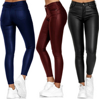 Leren stretchbroek met hoge taille – Raffaela