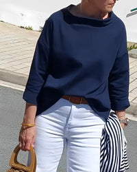 Dames Blouse met Hoge Kraag en 3/4 Mouwen – Mireille