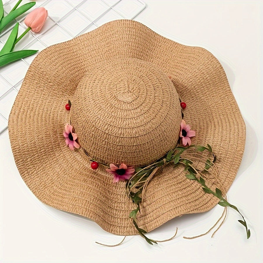 Dames Zomer Strohoed met Bloemen- en Fruitdetails – Solène