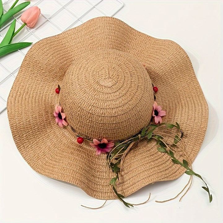Dames Zomer Strohoed met Bloemen- en Fruitdetails – Solène
