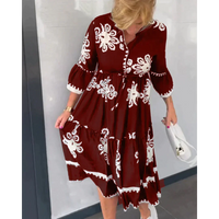 Trendy Jurk met Bloemenprint en 3/4 Mouwen – Elin