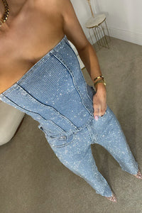 Glinsterende Dames Broekset met Hoge Taille Jeans – Liora