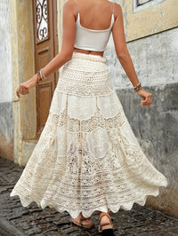 Witte Kanten Rok met Hoge Taille en Schulprand – Fiora