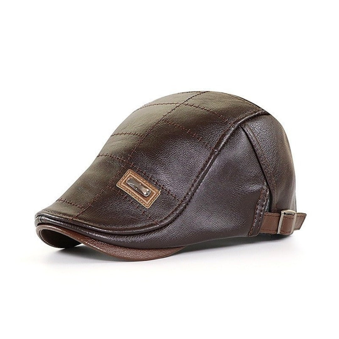 Retro Heren Leren Baret - HeritageCap
