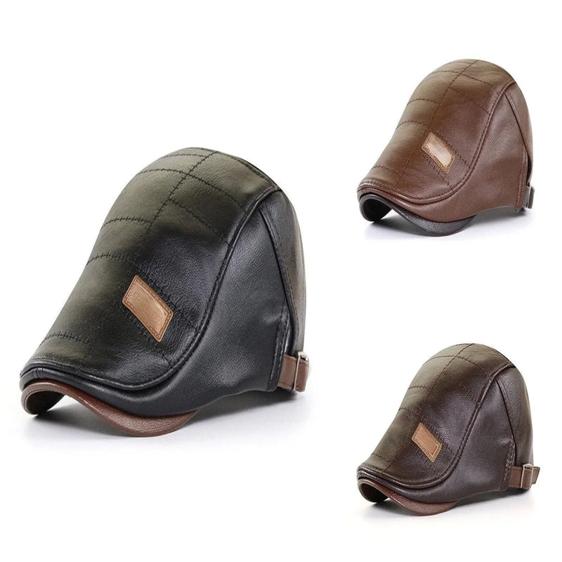 Retro Heren Leren Baret - HeritageCap