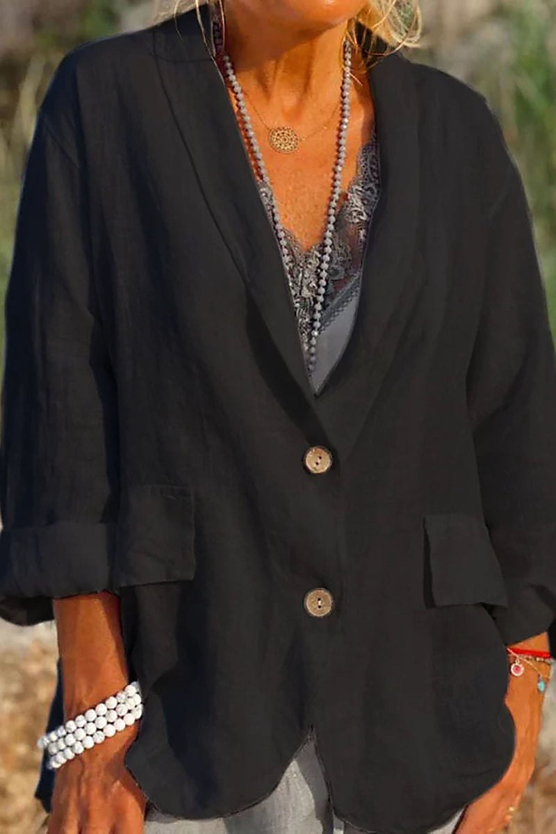 Lichte linnen blazer dames met knopen - Clara