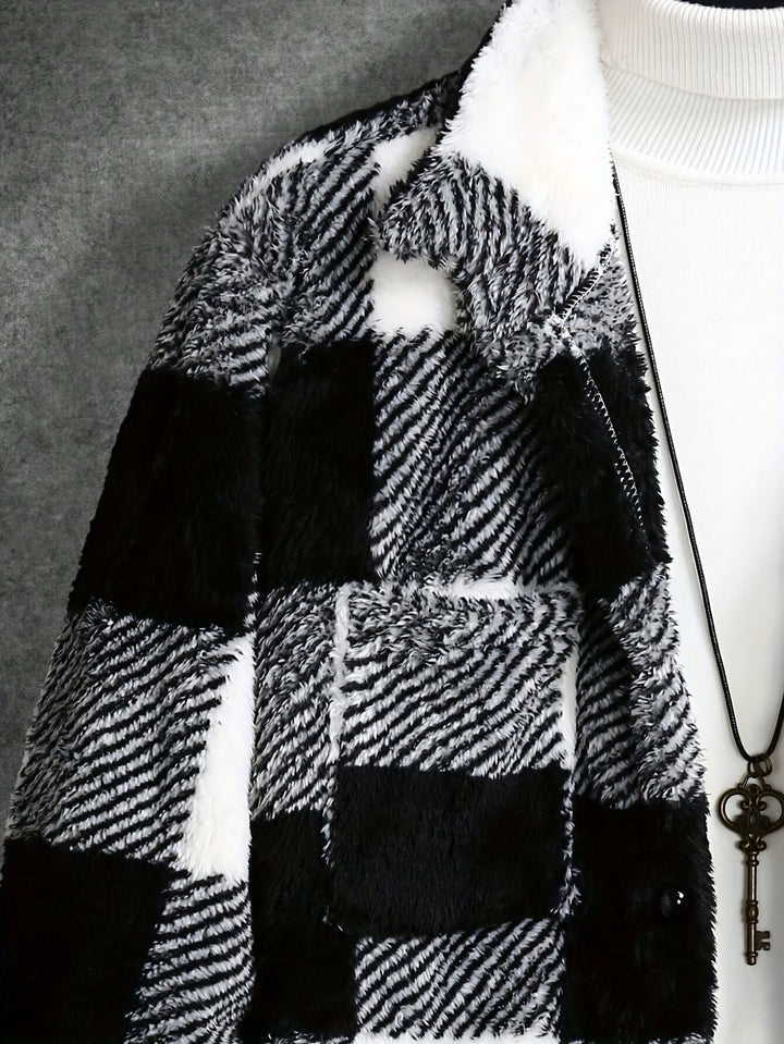 Heren Zwart Wit Geruit Fleece Jack - Riley