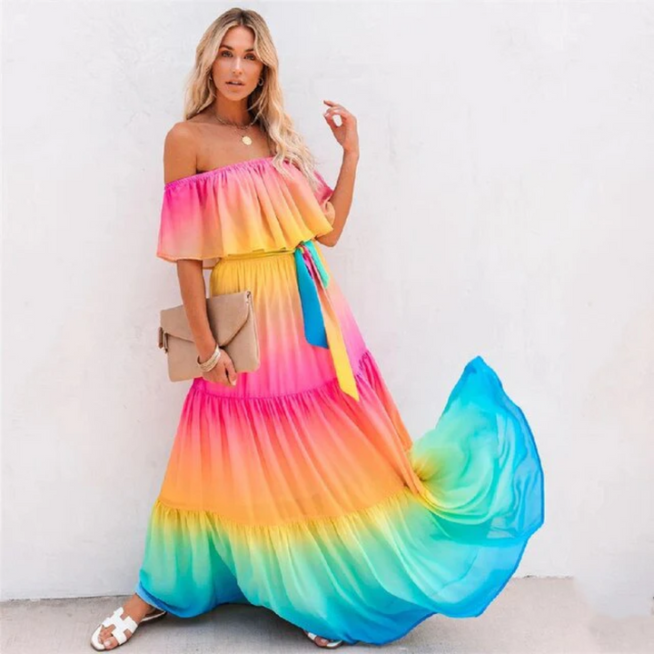 Multicolor Zomerjurk met Flatterende Pasvorm – Alisha