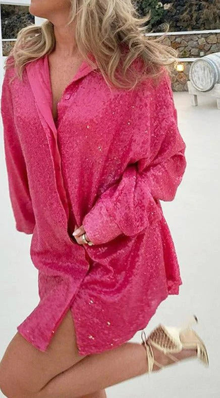 Oversized Glitter Blouse Voor Dames