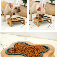 Keramische Honden Voerbak met Houten Verhoging - BoneFeast