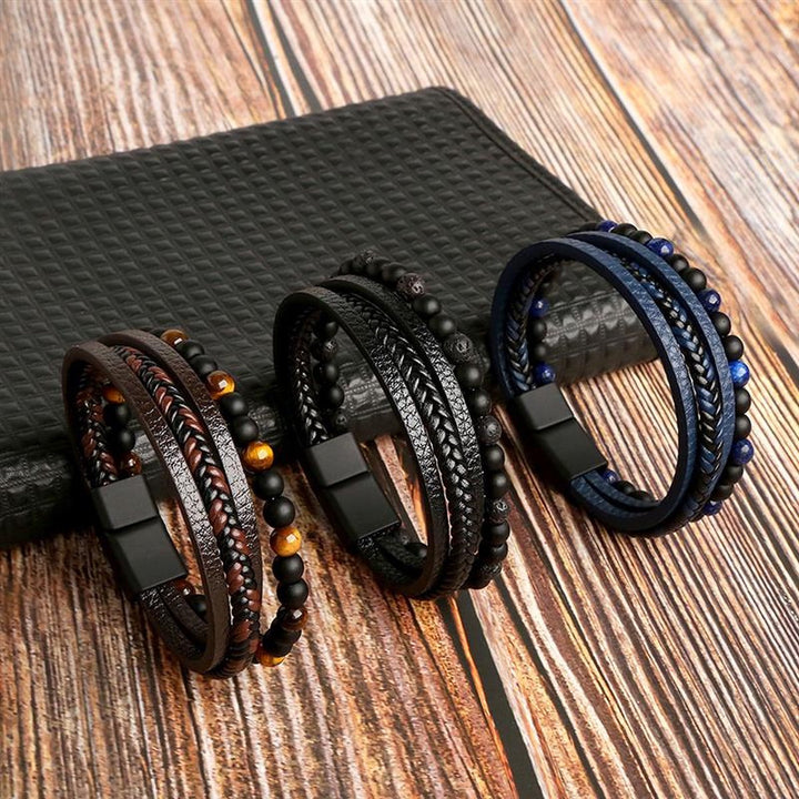 Leren Heren Armbandenset - Armand