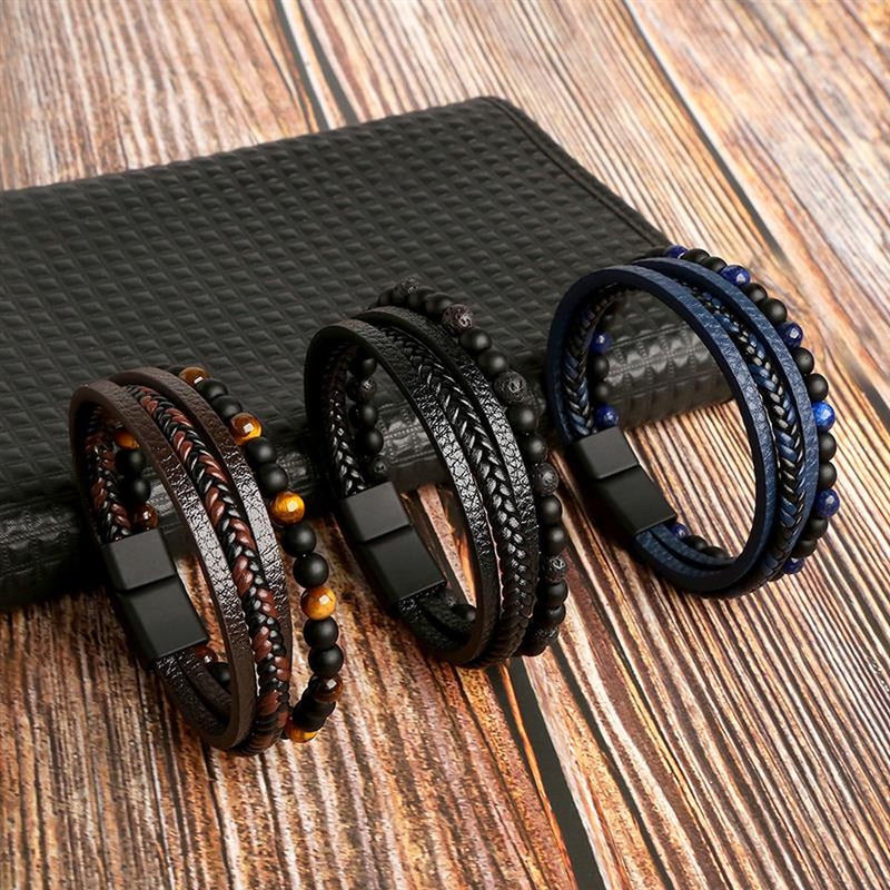 Leren Heren Armbandenset - Armand