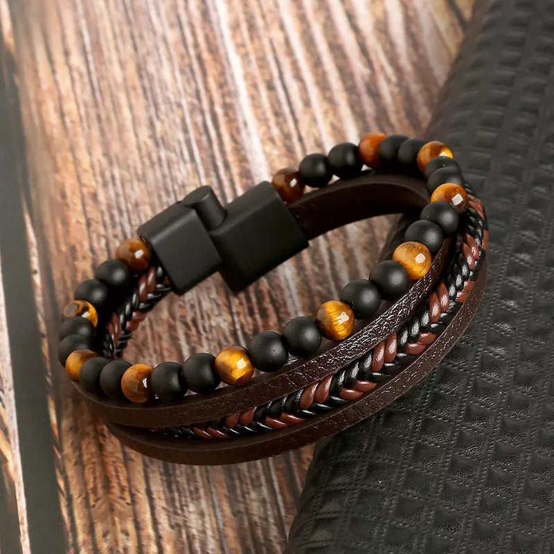 Leren Heren Armbandenset - Armand