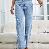 Straight Damesjeans met Parels - Mila