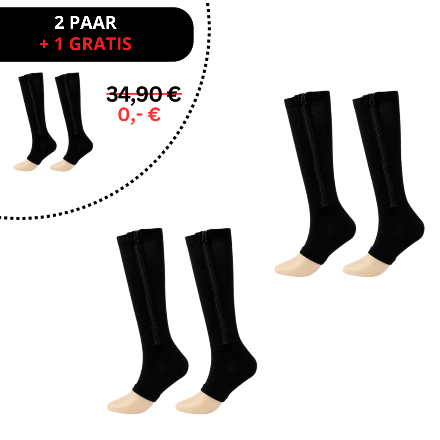 Orthopedische Compressiesokken met Rits - ComfortZip