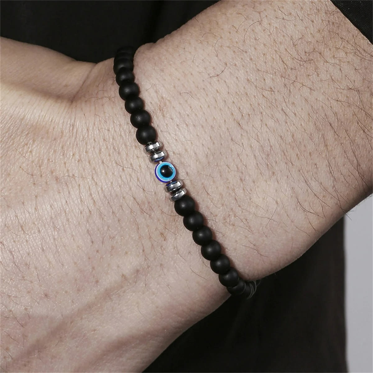 Mannen 4mm Natuurlijke Steen Boze Oog Perlen Armband - Thor