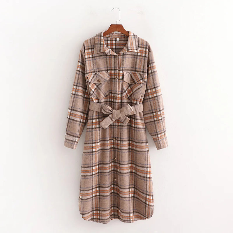 Geruite Herfst Jurk met Ceintuur – Elodie