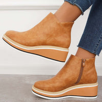 Trendy Dames Enkellaarzen met Ritssluiting en Plateau - Alessia