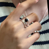 Zwarte Onyx Multilijnen Ring - Arden