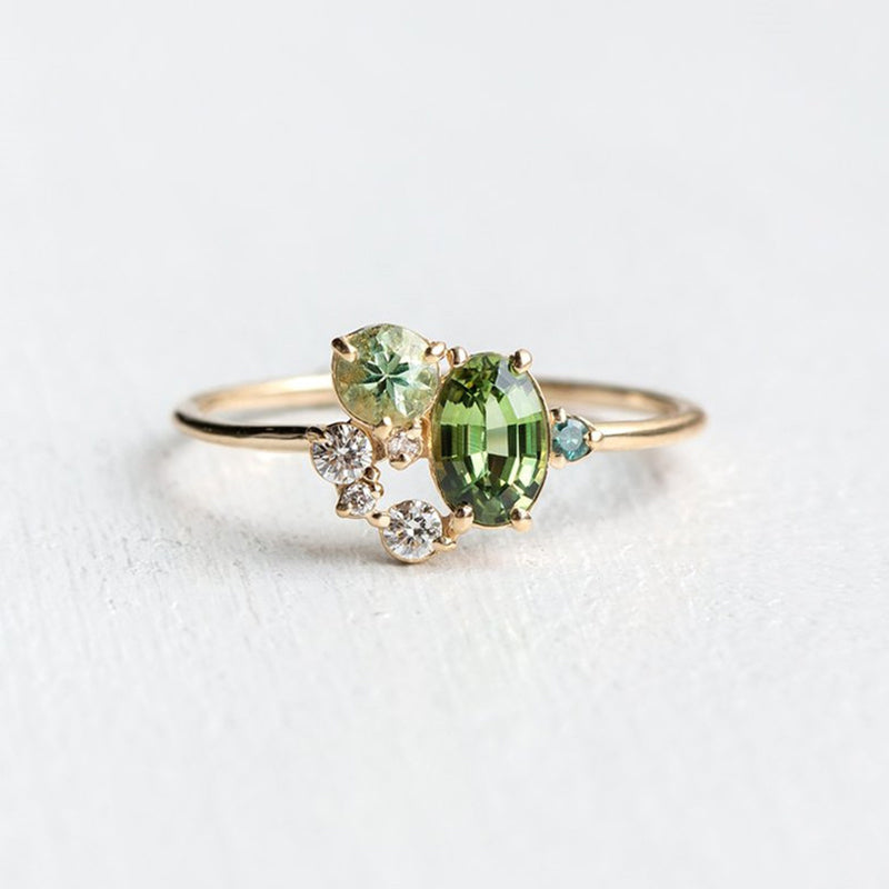 Natuurlijke Peridot met Zirkonring - Selene