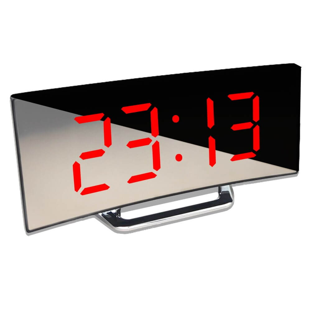 Gebogen LED Digitale Wekker met Modern Design - LumiCurve