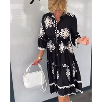 Trendy Jurk met Bloemenprint en 3/4 Mouwen – Elin