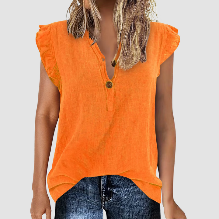 Losse Dames Zomerblouse met Knoopsluiting - Léa