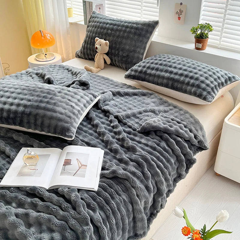 Luxe Bubbeltextuur Fleece Deken - BubbleNest