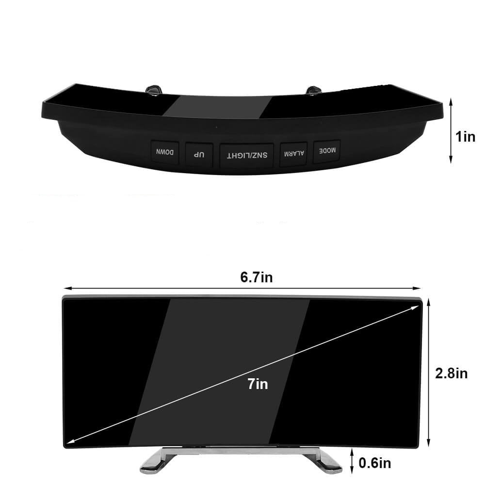 Gebogen LED Digitale Wekker met Modern Design - LumiCurve