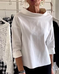 Dames Blouse met Hoge Kraag en 3/4 Mouwen – Mireille