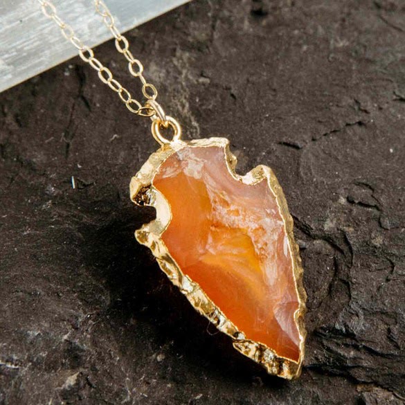 Natuurlijke Kristal Carnelian Pijlpunt Halsketting - Aeliana