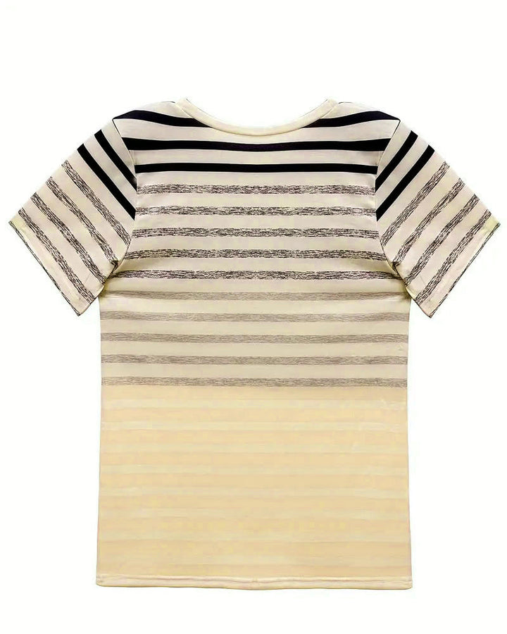 Gestreept dames T-shirt met ronde hals en kleurverloop – Melia