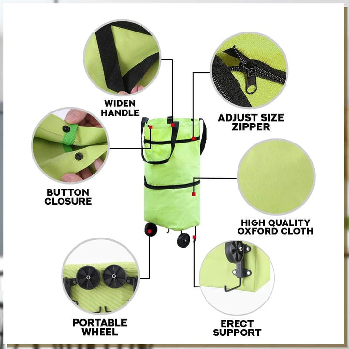 2-in-1 Omschakelbare Boodschappentas met Wielen - CarryFlex
