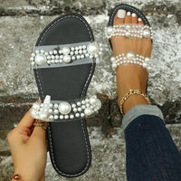 Bohemian Slip-On Dames Sandalen met Parelversiering – Elvyna