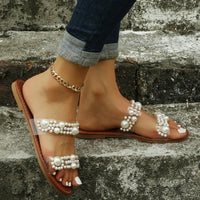 Bohemian Slip-On Dames Sandalen met Parelversiering – Elvyna