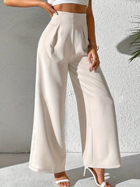 Beige High-Waist Wide-Leg Broek voor Dames - Yara
