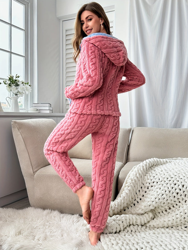 Roze Pyjama Set met Capuchon en Broek - Lenora