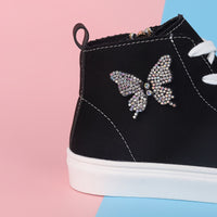 Hoge canvas kindersneakers Lunel| met Vlinderstrik|Stijlvol & Speels